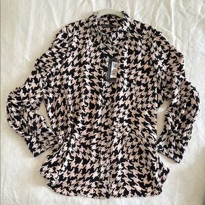 Marks & Spencer Black and Cream Houndstooth Graphic Blouse